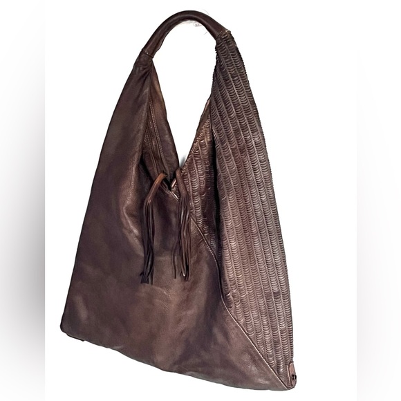 Johnny Was  RARE Taupe Slouchy Leather Bag - Picture 3 of 15